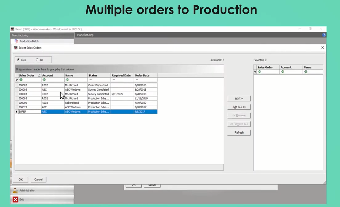 Production Batch - Processing multiple Orders together 